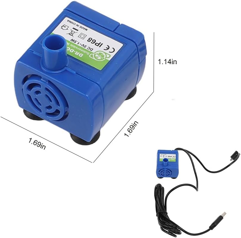 Cat Water Fountain Pump,DR-DC 160 Submersible Water Pump Equipped with Led Indicator Light and Automatically Cuts Off Power in Case of Waters Shortage