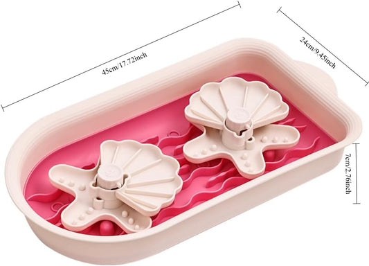 Multifunctional Slow Food Dog Basin | Rotating Puzzle Design | Removable and Washable High Border Defense Overturned Feeding Bowl | New Choices for Healthy Eating (Pink)
