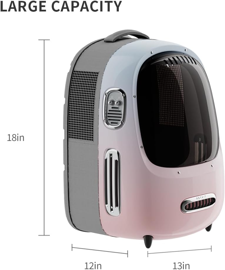 PETKIT Cat Backpack Carrier with Inbuilt Fan & Light, Airline-Approved Pet Backpack Bubble for Kitty Small Dog, Detachable Dog Backpack with Padded Strap for Travel, Hiking, Walking & Outdoor