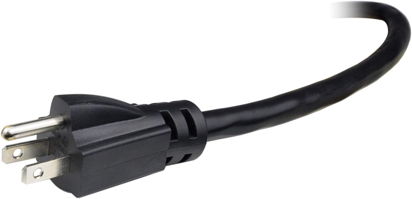 6ft 12 Gauge 3 Prong Heavy Duty Replacement Power Supply Cord Cable 110V 115V 120V Pigtail, Male-to-Male for Appliance, NEMA 5-15 Plug US SJT 12AWG (12/3), Black