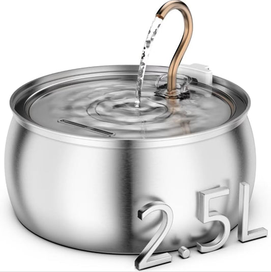 Casfuy PWS-161 Stainless Steel Swan-Neck Copper Spout Dog & Cat Water Fountain, 85-oz