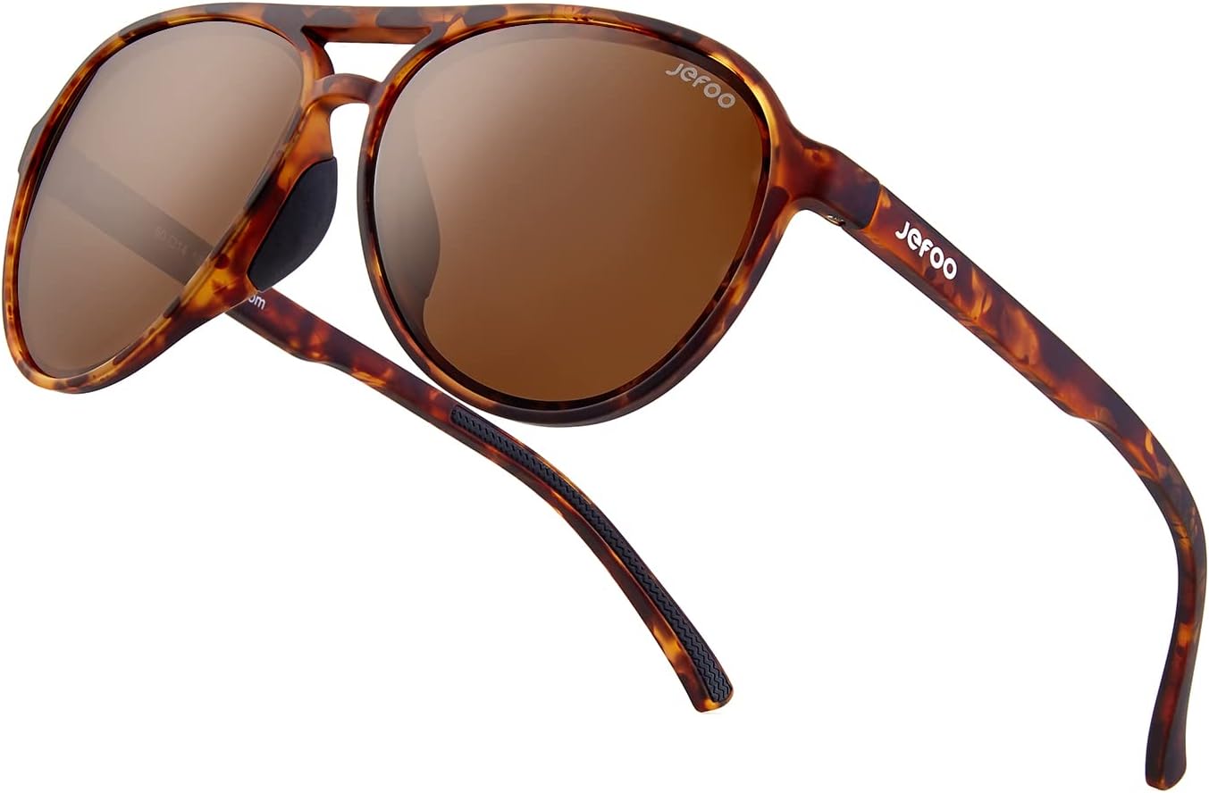 Jefoo Polarized Aviator Sunglasses for Women Men Retro Trendy Sports Sunglasses for Outdoor UV400 Protection