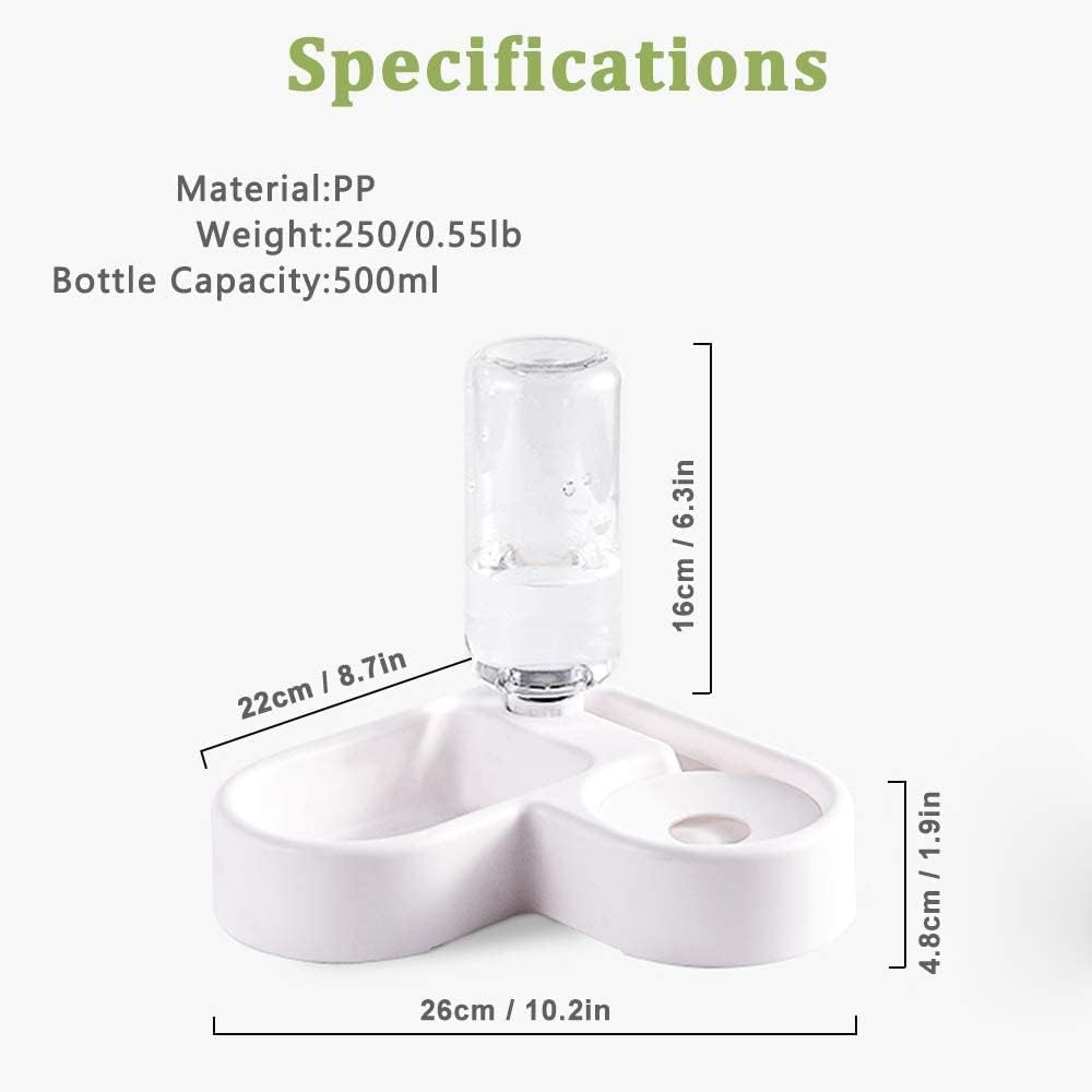 2 in 1 Pet Feeder Water Automatic Dispenser with Bottle for Dog & Cat, Spill Proof Pet Drinking Fountain Water Bowl for Pets Feeding Pet Water Dispenser