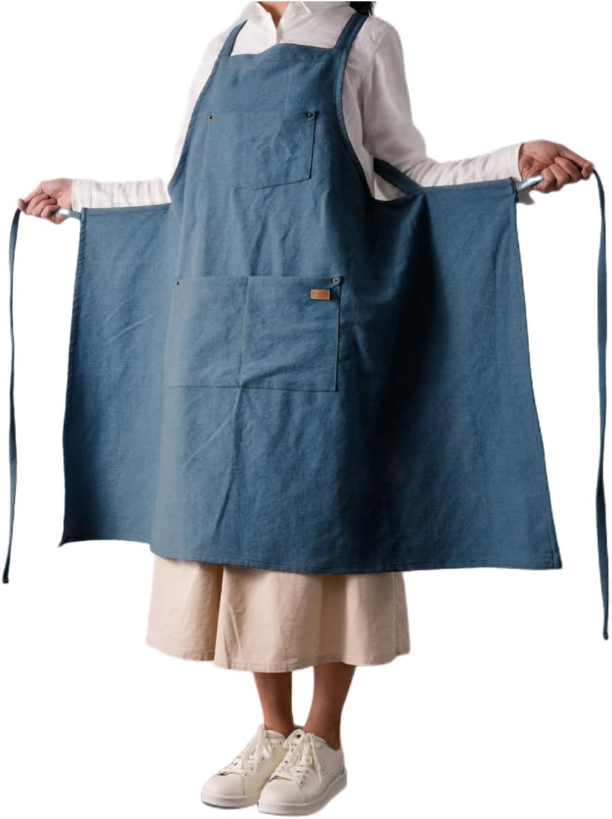 Denim Matching Apron for Kids and Adults, Children Age 4-7 9-12, Cooking Gardening Painting BBQ…