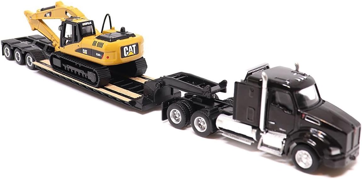 Diecast Masters 1/87 Kenworth T880s SBFS 40in Sleeper Tandem Tractor w/Lowboy & Caterpillar 320D L Hydraulic Excavator 84420