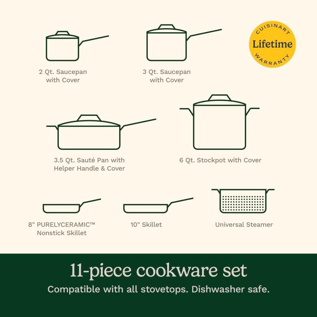 Cuisinart 11-Piece Matte Black Elegance Cookware Set