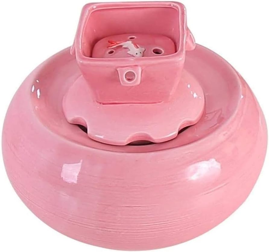 Fountain Cat Ceramic Automatic Drinking Fountain Pet Water Dispenser Cycling Filter Fountain Cat Supplies Feeder NonSlip Pet Water Dispenser (Color : Pink) (Blue)