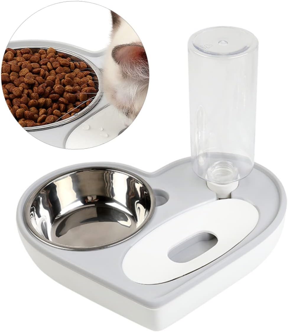 Milisten Automatic Water Dispenser Pet Water Feeder Heart Shaped Bowl Dog Cat Drinking Supplies Grey