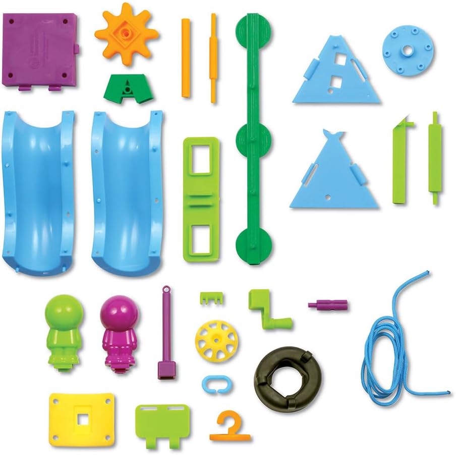 Learning Resources Playground Engineering & Design STEM Set - Kids Games, Building and Construction Gears, Montessori Activities , Critical Thinking Skills, Problem Solving for Boys and Girls