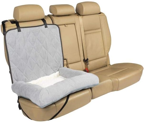PetSafe Happy Ride Car Dog Bed - Best for Bucket Seats - Fits Cars, Trucks, Minivans and SUVs - Comfortable and Machine Washable - Durable Vehicle Pet Bed - Grey