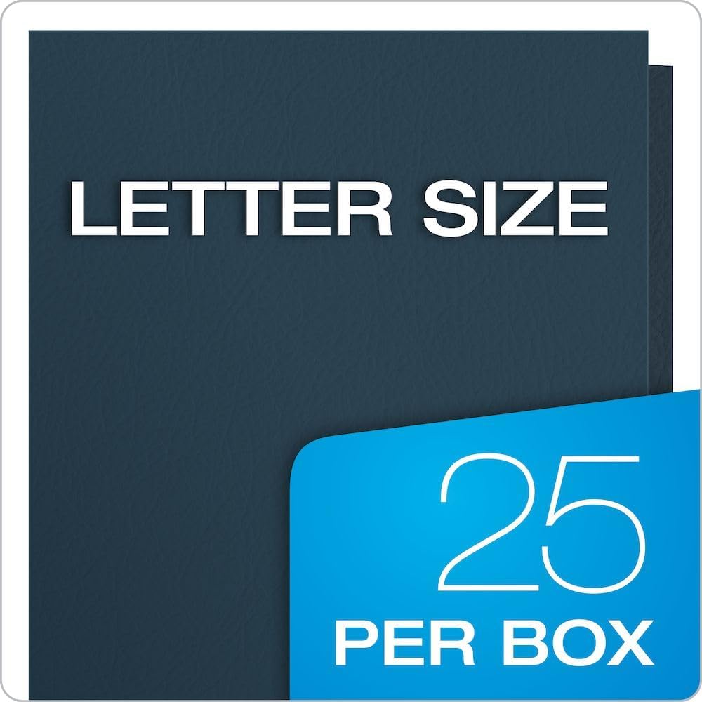 Oxford Twin-Pocket Folders, Textured Paper, Letter Size, Dark Blue, Holds 100 Sheets, Box of 25 (57538EE)