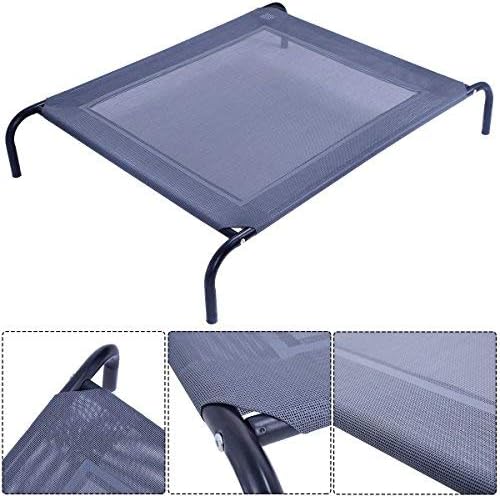 Giantex Elevated Pet Bed for Medium Large Dogs, Keep Pets Cool, Portable Raised Pet Cot Indoor Outdoor Camping, Waterproof Breathable Mat Steel Frame, Easy Assembly (Large)