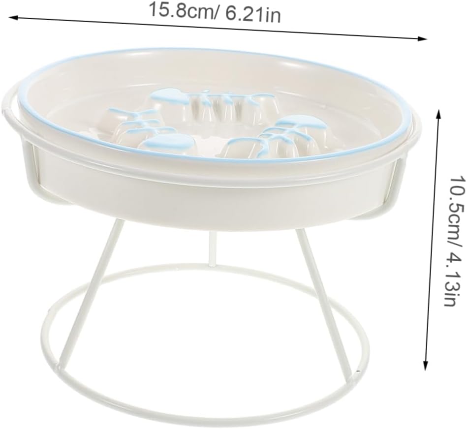 Milisten Elevated Ceramic Cat Bowl Slow Feeder Dish with High Stand for Cats and Small Dogs Choking Design Promotes Healthy Eating Dishwasher Safe
