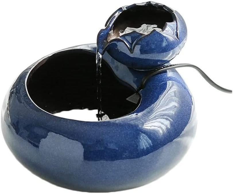 Fountain Portable Cat Puppy Drinking Fountains Pet Water Dispenser Automatic Circulation Animal Supplies Basin Water Bowl Ceramic Pet Water Dispenser (Color : Brown) (Blue)