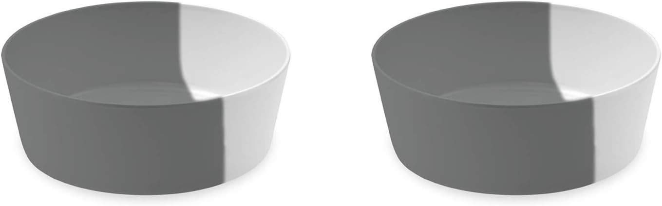 TarHong Dual Pet Bowl, Pure Melamine, Large, Gray, 5 Cup