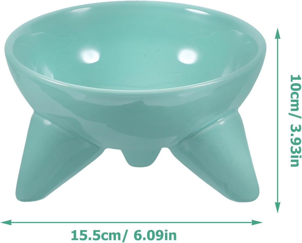 Milisten Elevated Cat Feeding Bowl Raised Pet Water Bowl Tilted Ceramic Dish Anti-Spill Design Mint Green for Cats and Dogs Indoor Use