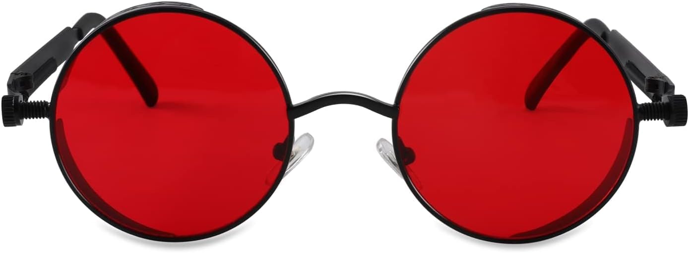 FEISEDY Retro Gothic Steampunk Sunglasses Round Metal Frame Punk Circle Inspired Shade Men B1857