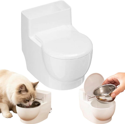 Toilet Water Bowl for Cat,Toilet Shaped Pet Water Dispenser for Cat Dog, Small Funny Bowl for Dogs and Cats Hilarious Gravity Pet Fountain, for Your Cat Drink More Water (White)