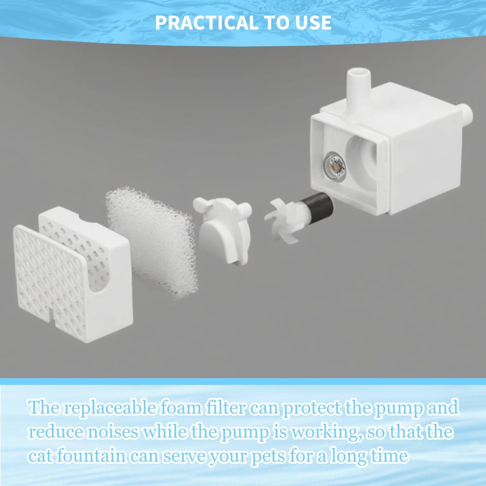 18 Pcs Cat Water Fountain Filter Pre Filters Sponge for 67oz/ 2l Pet Water Fountain Trimmable Foam Filter's for Dog Cat (White, 18 Sponges)