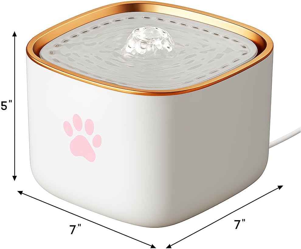 Cat Water Fountain, Water Fountain for Dogs, Indoor Water Dispenser, 3L Automatic Cat Water Dispenser, Quiet Motor, Holds Water for 10 Days – Cute Pink Design