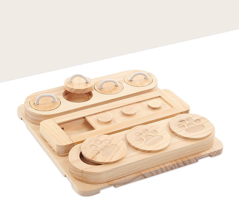 Wooden 3-in-1 Treat Puzzle Feeder for Small/Medium/Large Dogs | Level 1 Puzzle Starter Pack