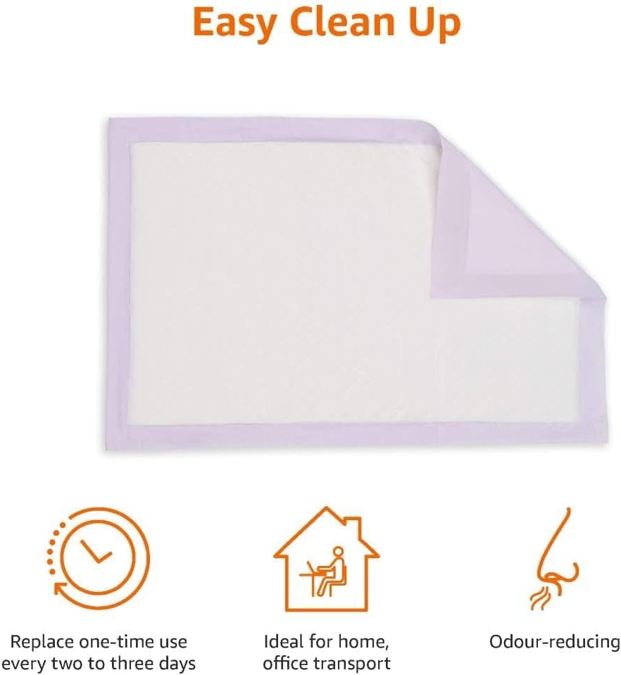 Amazon Basics Cat Litter Pee Pads, Super Absorbent, Odor Control with Lemon Scent, Disposable, Universal Fit for Litter Box, Multi Cat, Purple and White, 20 Count