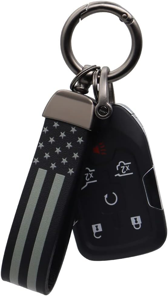 Elegananccy American USA Flag Car Keychain with Zinc Alloy Ring, Men Car Accessories