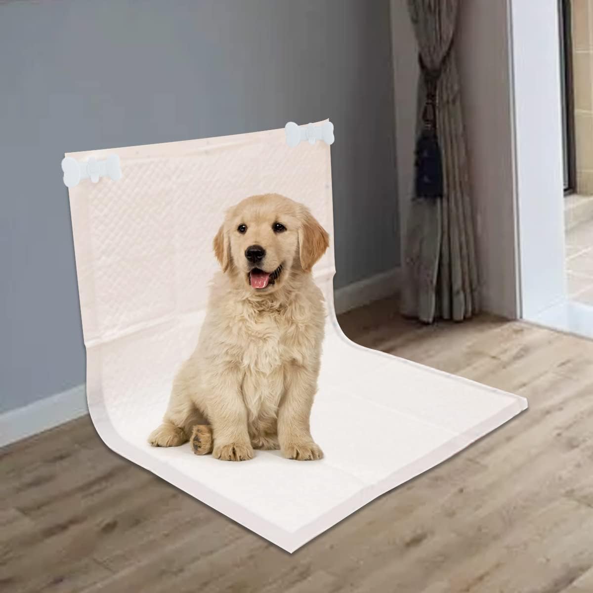 2 Pack Pee Pad Holder- Dog Potty Pee Pad Holder for Leg-Lifting with Strong Adhesive and Magnets for Any Size Puppy Pads Indoor Dogs House Wall