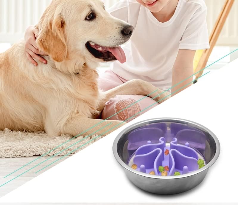 Slow Feeder Insert for Dogs & Cats, 3 Sizes Food-Grade Silicone Anti-Choking Puzzle Feeder, Non-Slip Suction Cup Design, Fits Most Bowls, Bloat Stop Pet Feeding Solution