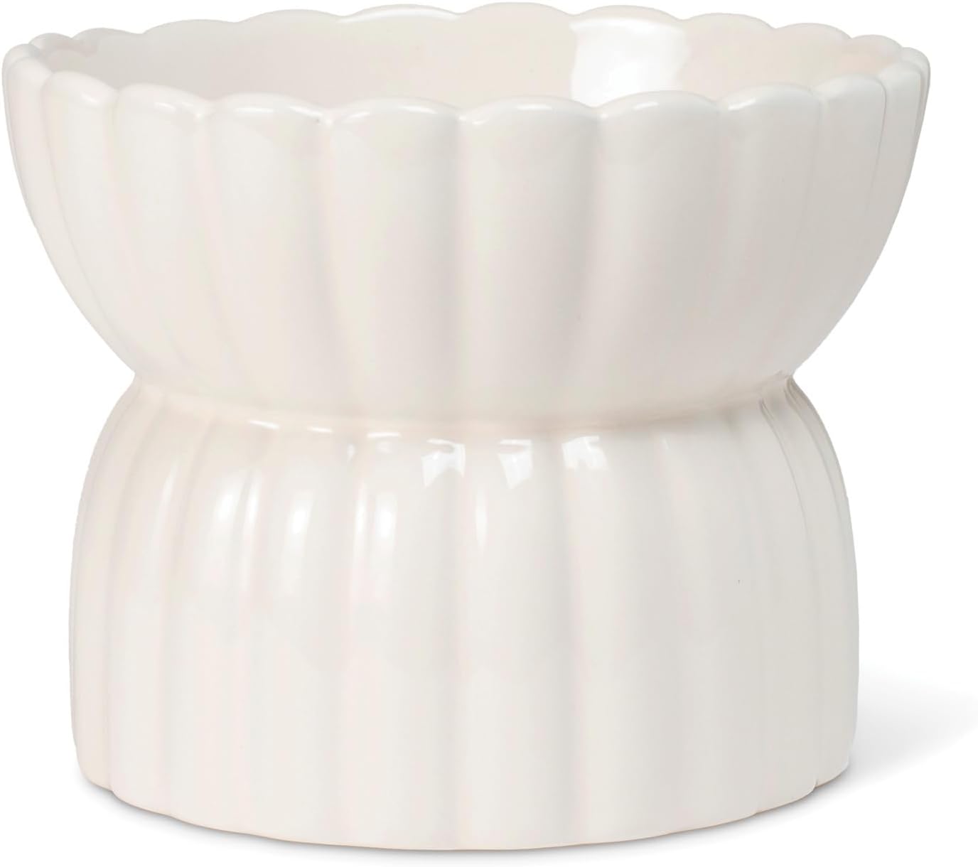 Fringe Studio Scalloped Ivory Small Sculpted Raised Ceramic Feeder (5" Diameter x 4" H, 12 fl.oz.), PetShop Collection (450SM001)