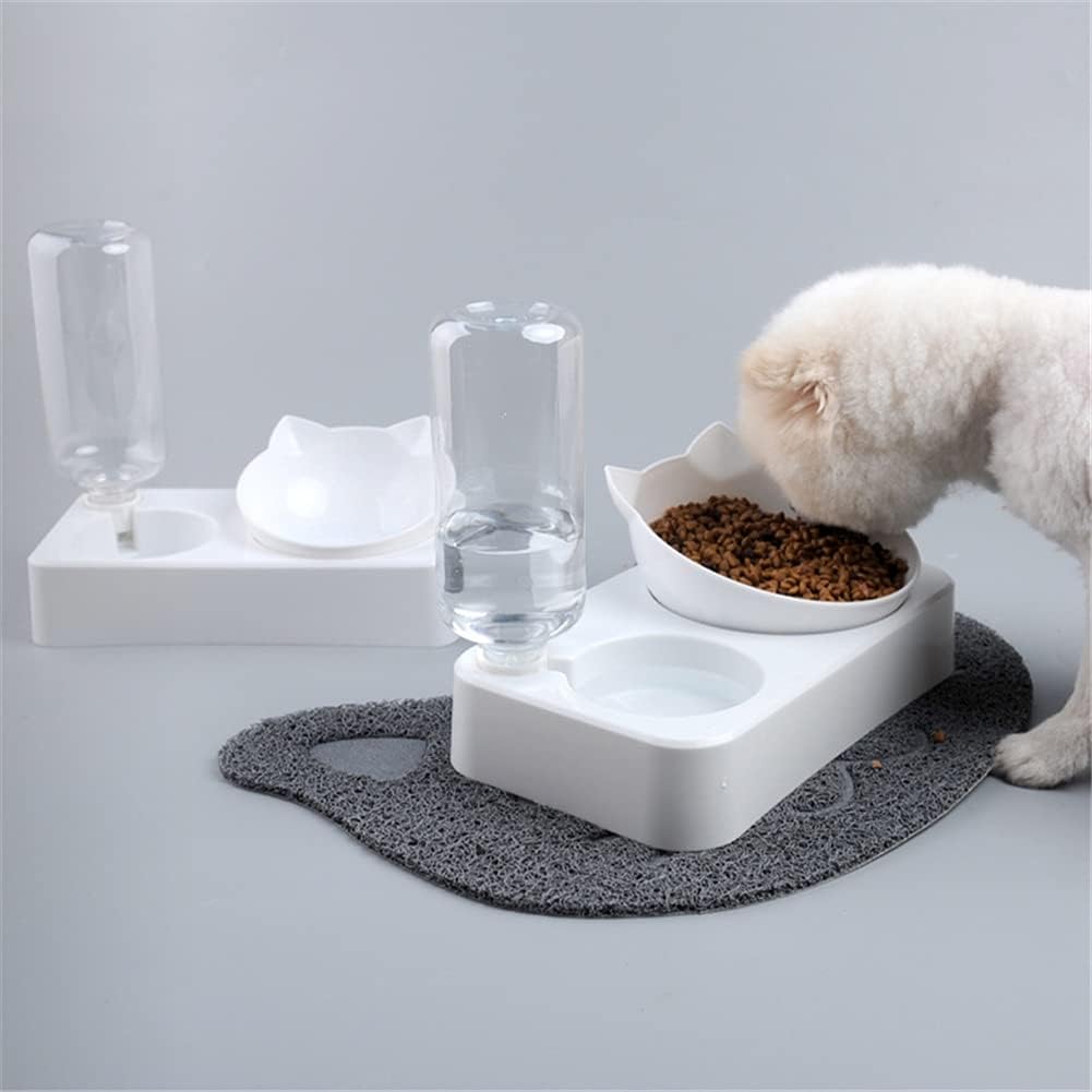 Pet Cats Bowl Automatic Feeder Dog Food Bowl Puppy Water Dispenser Double Dog Bowl Raised Stand Dish Bowls for Cats Dogs (Size : Large) (Small)