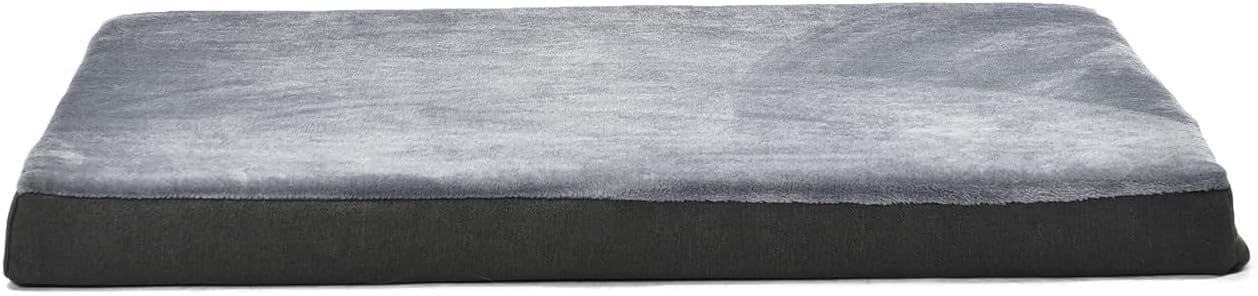 Amazon Basics Washable Dog Bed with Cooling Gel Memory Foam, Pressure-Relief Support for Dogs up to 50lbs, Non-Slip Bottom, Removable Cover, Large (35" x 22"), Grey