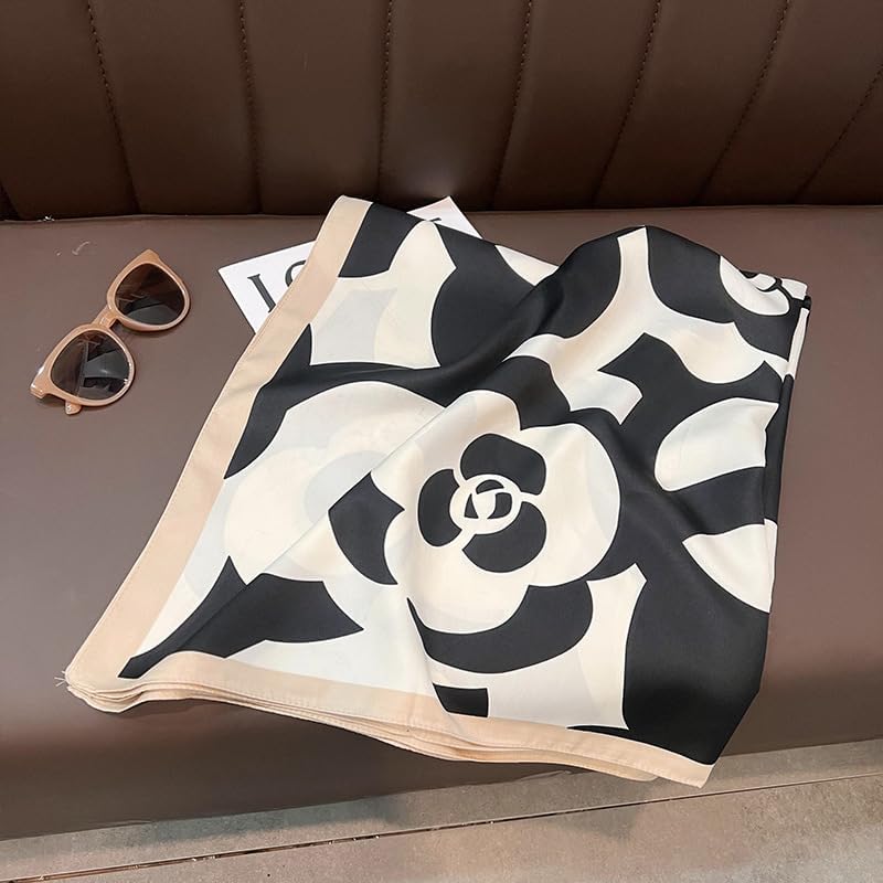 Women's Square Silk Like Head Scarf Large 35 inch Silk Feeling Hair Wrapping Satin Scarves for Sleeping Bandanas