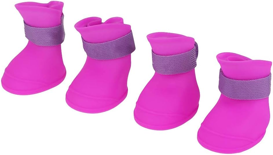 Anti-Slip Silicone Dog Rain Boots, Non-Slip Rubber Galoshes 4pcs L-Size for Outdoor Protection