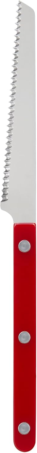 Sabre Paris - Serrated Knife 8.5 inches - Bistrot Collection - Perfect for Tomatoes, Lemons, Breads - Stainless Steel & Nylon - Dishwasher Safe - Burgundy - Brilliant Finish