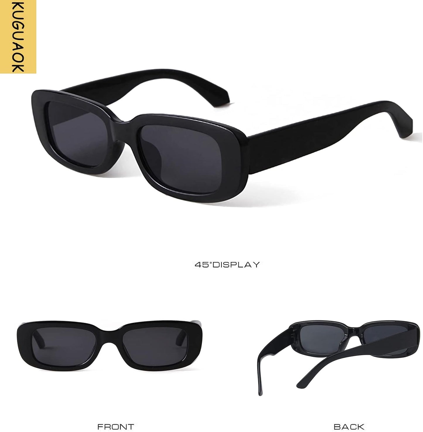 KUGUAOK Retro Rectangle Sunglasses Women and Men Vintage Small Square Sun Glasses UV Protection Glasse