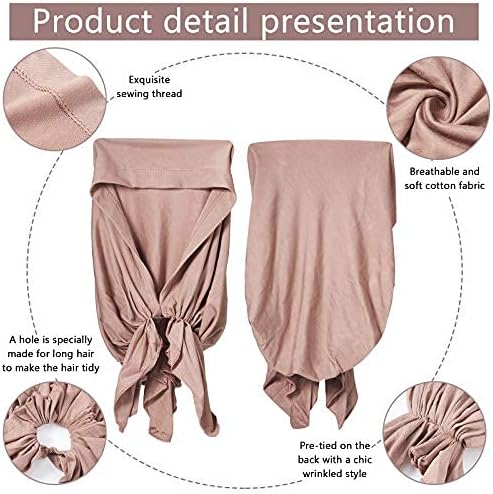 4 Pieces Slip-On Pre-Tied Head Scarves Women Headwear Turban Beanie Caps Head Wrap Headscarf for Women