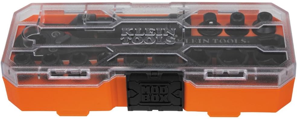 Klein Tools 65400 KNECT 15-Piece Pass Through Socket Set, SAE Impact Set with MODbox Case, Sockets, Bits, Accessories and 3/8-Inch Drive Adapter