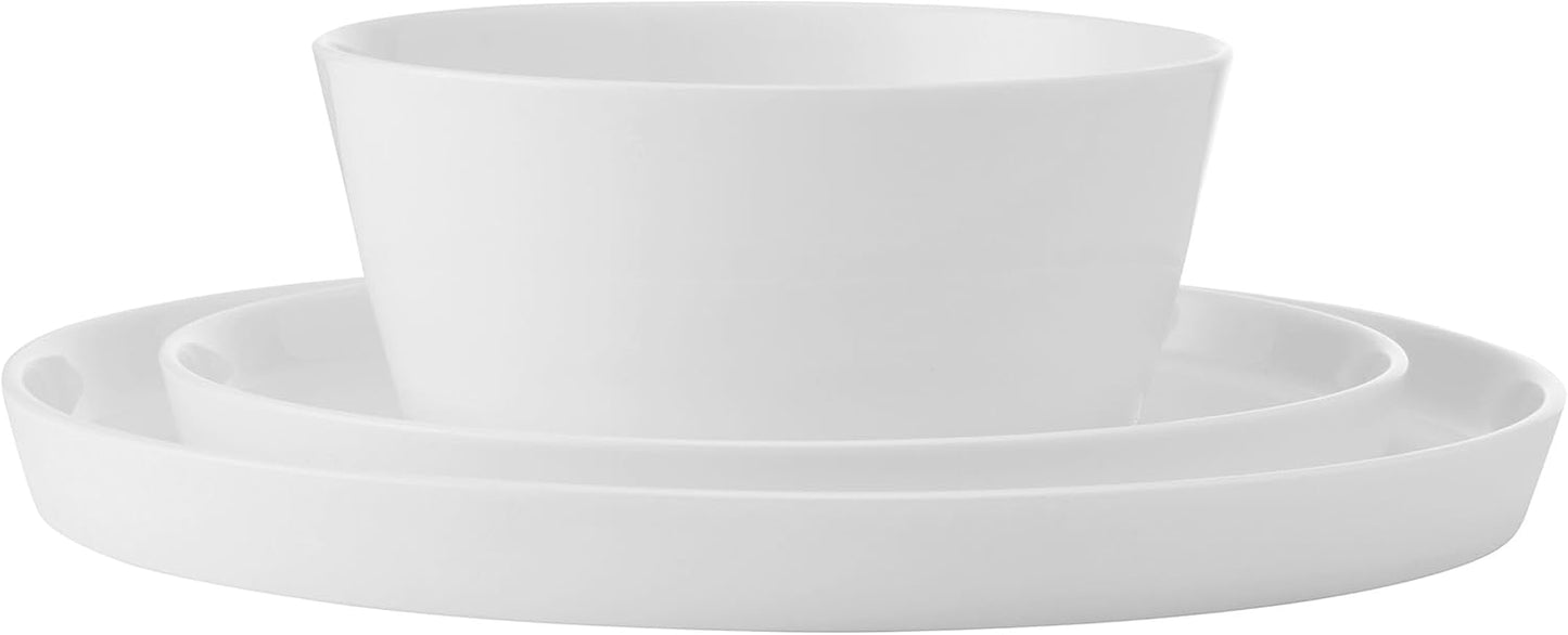 Mikasa Rylee High Rim 12 Piece Bone China Durable Chip Resistant Lightweight Dinnerware Set, Service for 4, White