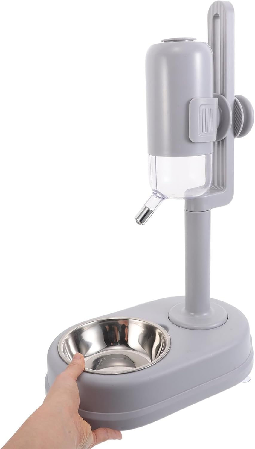 Double-Layer Dog Water and Food Bowl Stainless Steel Automatic Rolling Ball Waterer Space-Saving Pet Feeder for Small Puppies and Cats Cage Hanging Use