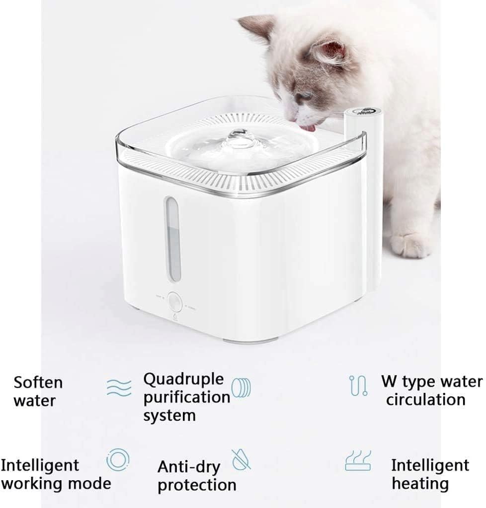 Cat Water Fountain 2L Automatic Pet Water Fountain with Auto Shut-Off Pump Water Level Window Ultra-Quiet for Cats Dogs Automatic Cat Water Dispenser
