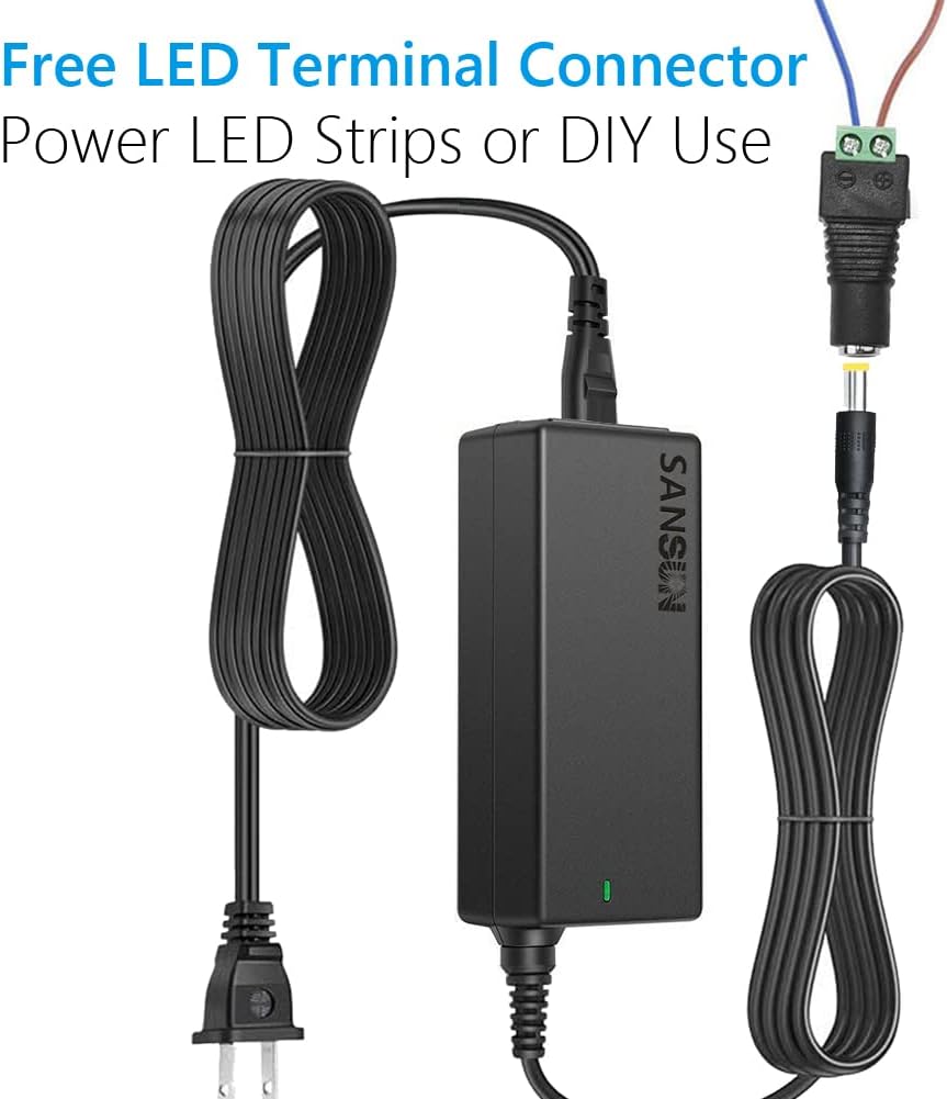 12V 5A Power Supply, AC 120V to DC12V 5.5x2.1mm Jack Converter, 12 Volt LED Driver 60W Adapter Transformer for Strip Lights, Surveillance Cameras, External HDD, Monitor, CCTV (Pack of 1)