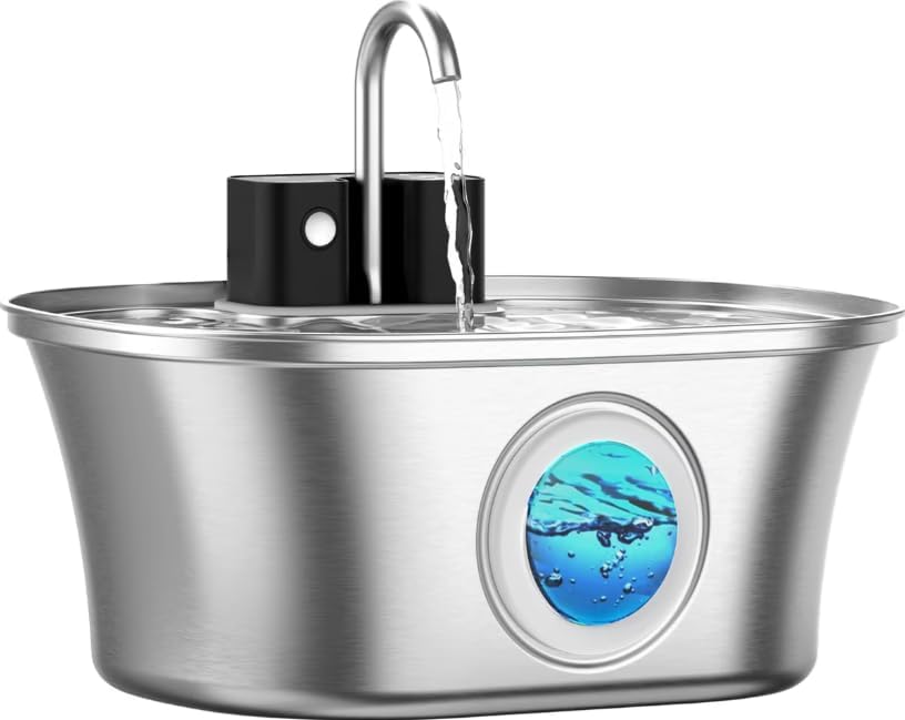 Casfuy PWL-300 Wireless Smart Quiet Stainless Steel Cat Water Fountain, 108-oz