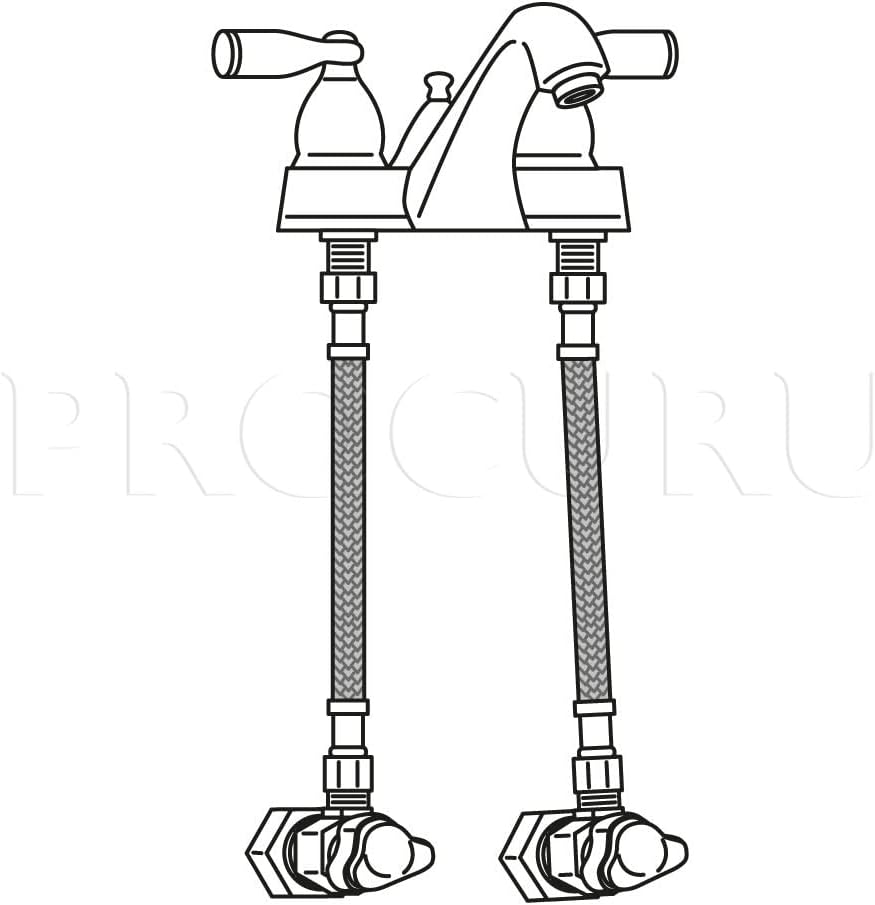 [2-Pack] PROCURU 24-Inch (2Ft) x 3/8" Comp x 1/2" FIP Faucet Hose Connector, Braided Stainless Steel Supply Line, Certified Safe (9SF24-2P)