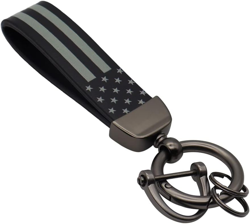 Elegananccy American USA Flag Car Keychain with Zinc Alloy Ring, Men Car Accessories