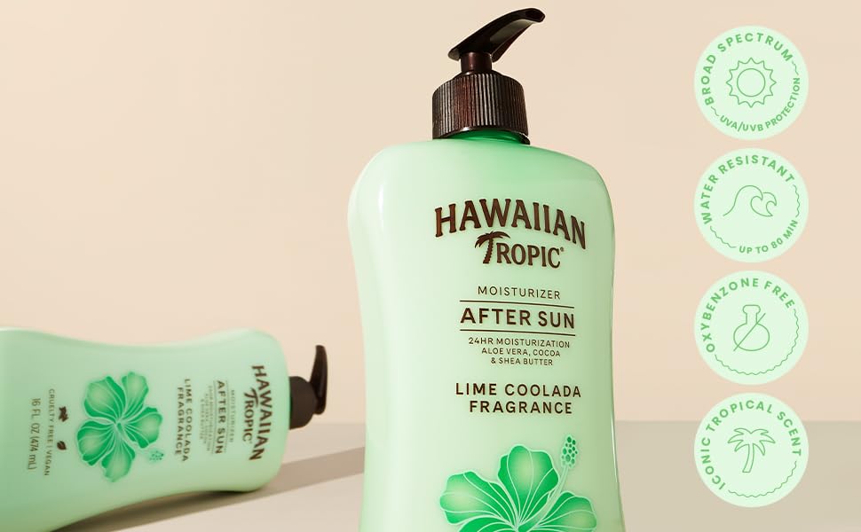 Hawaiian Tropic Lime Coolada After Sun Lotion | After Sun Care, Skin Care, Daily Moisturizing Lotion with Aloe, Cocoa Butter & Shea Butter, 16 Fl Oz each Twin Pack