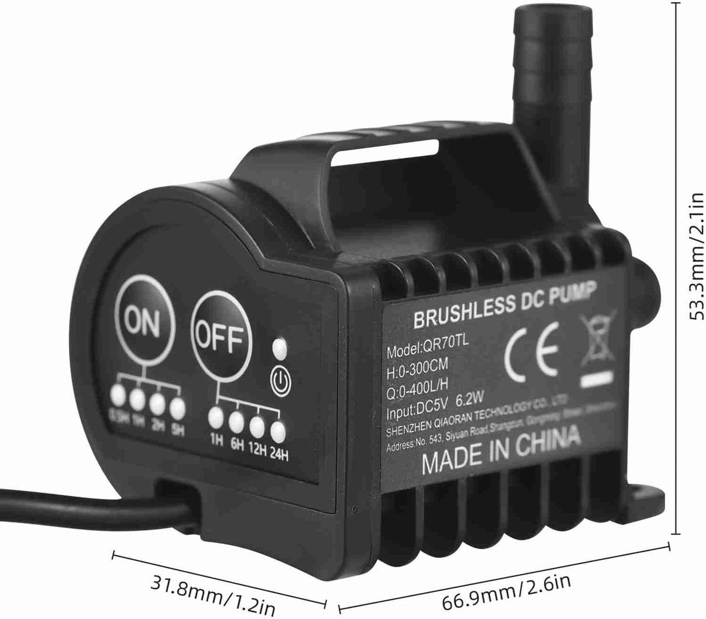 AUNMAS Smart Programmable Submersible Pump, Ultra Quiet 4 Gear Timer for Aquarium Fountain Pond Cooling System USB Powered Suction Cup Base Easy Setup