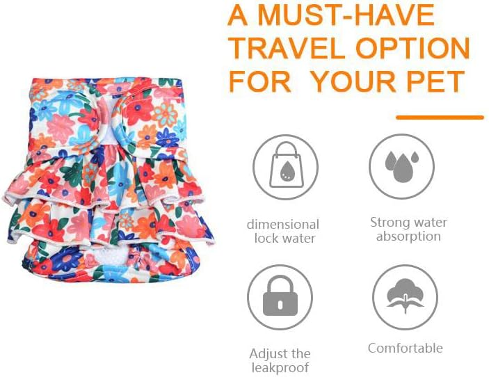 Dog Diapers 3 Pack Pet Diapers for Female Dogs Washable Dog Panties Ruffles Puppy Shorts Diapers for Girl Dogs Diapers in Period