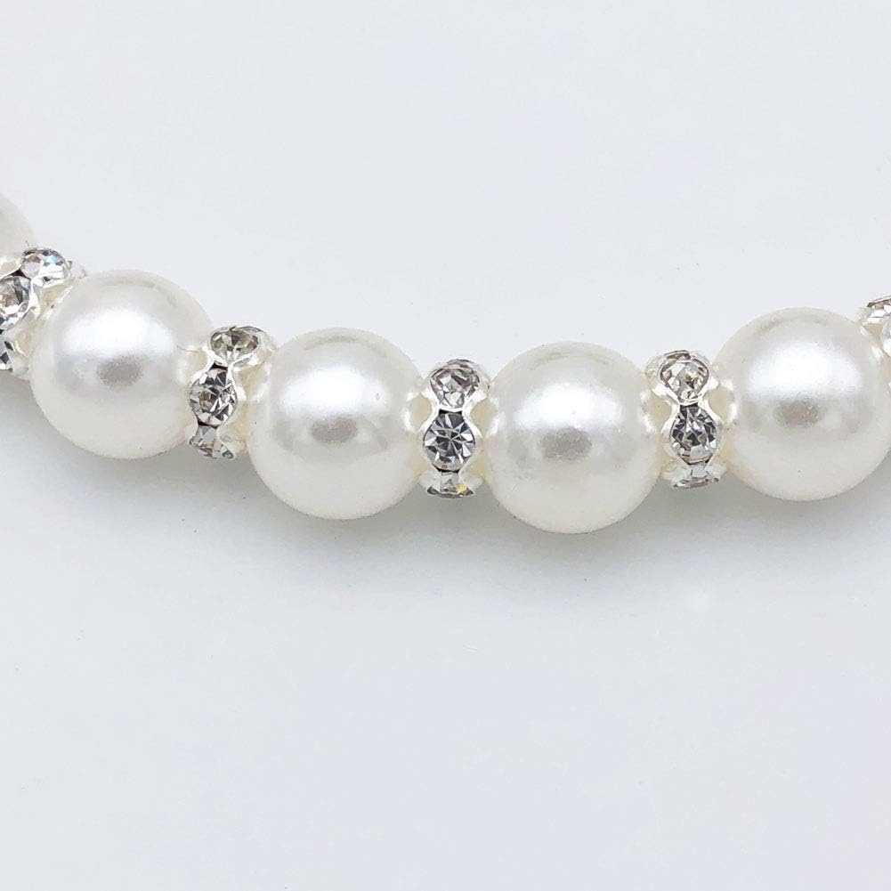 Diamond Dog Pearls Necklace Jewelry for Small Dogs Puppy - Bling Rhinestones Cat Wedding Collar - Chihuahua Yorkie Girl Clothes Costume Outfits Accessories (Snow White, Size M)