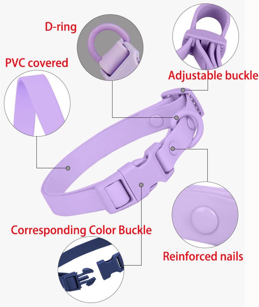 Mint Green Washable Dog Collar and Leash Set, Water Proof Silicone Dog Collar Plastic PVC Rubber Quick Release Buckle Swim Male Puppy Collars for Small Medium Large Pet Boy Dogs, S